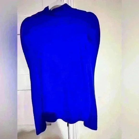 Free People Royal Blue Puff Long Sleeve Mock Neck Sweater- Size Medium- EUC - Picture 4 of 5
